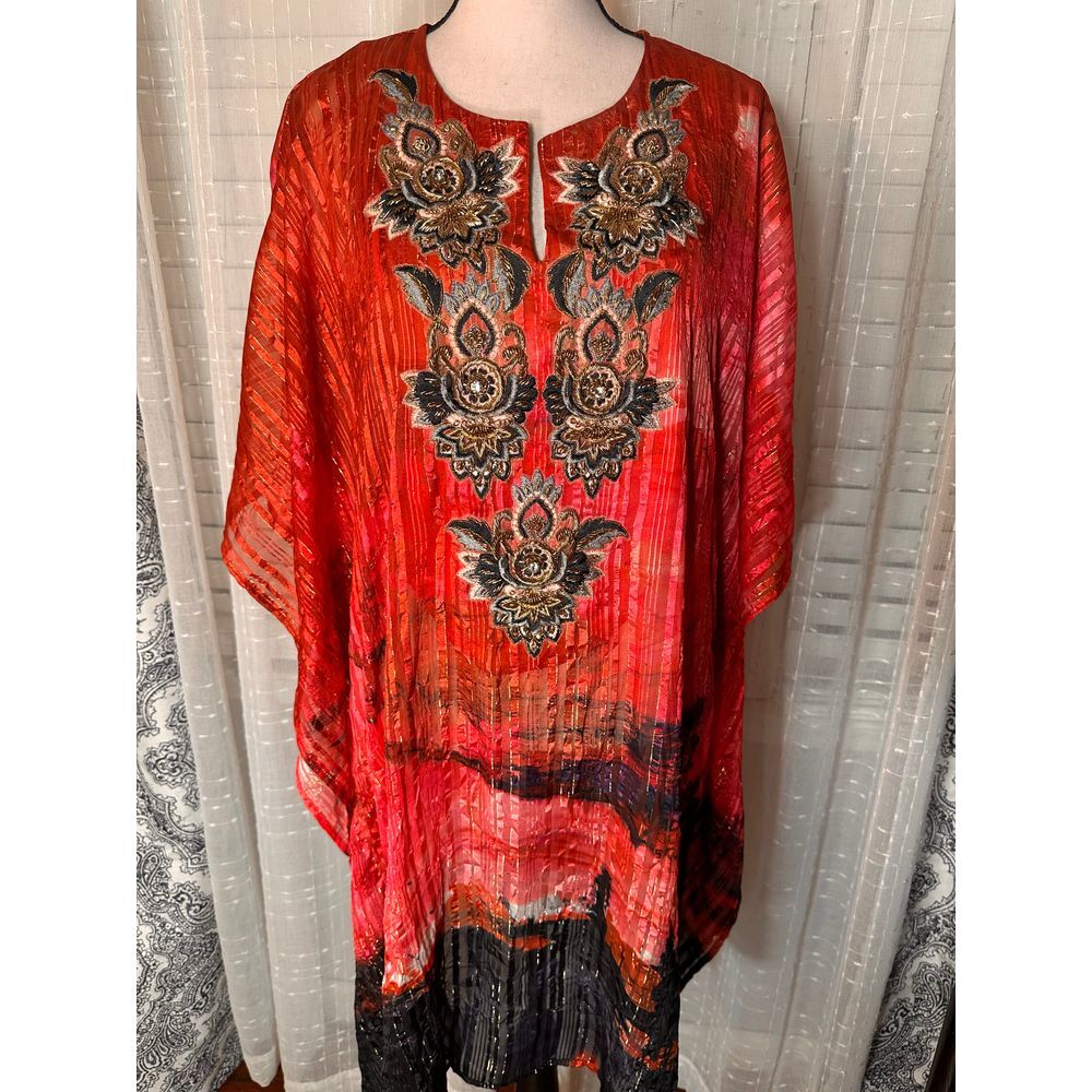 SOFT SURROUNDINGS‎ Embroidered Patchwork Metallic ALL TOGETHER Tunic Top Large
